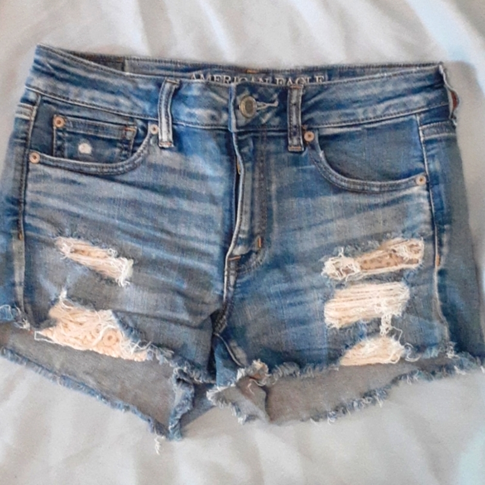 American Eagle super stretch blue jean shorts
